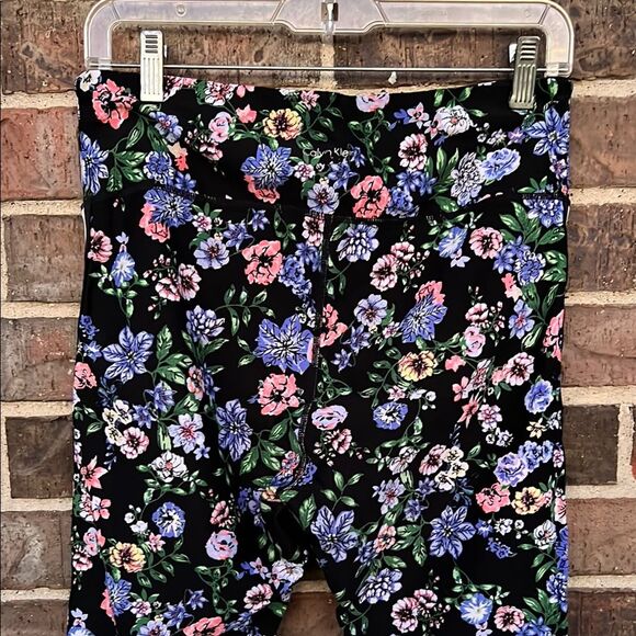 Calvin Klein Floral Mesh Stripe Black Blue Pink Leggings Large - Picture 6 of 10